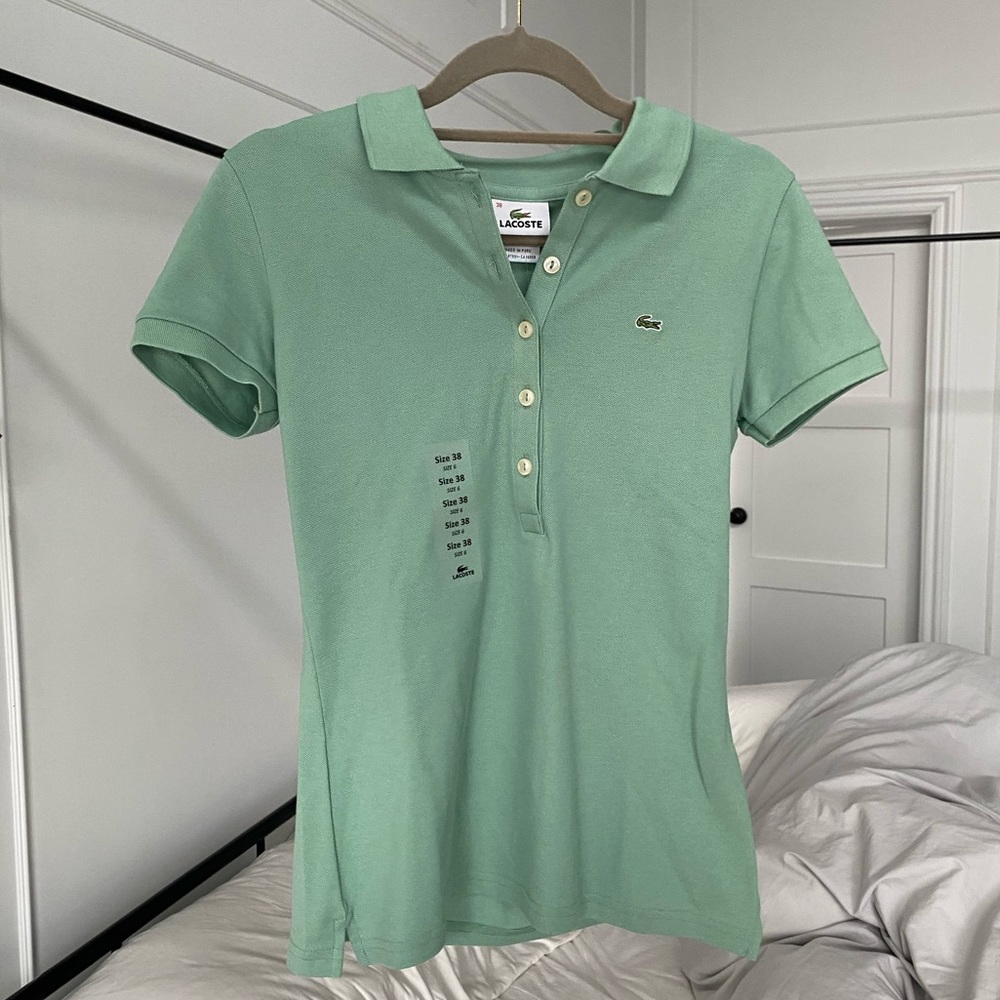 BNWT new Lacoste women’s green polo top - size small / size 38 / size 6